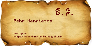 Behr Henrietta névjegykártya